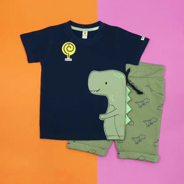 Dino Navy & Moss Green Twinset